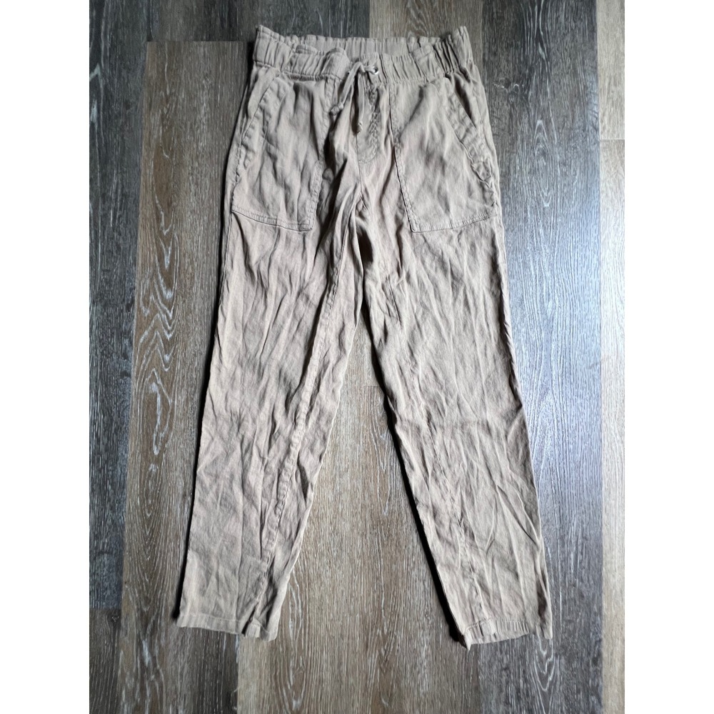 KUT from the Kloth Pants Women XS Tan Linen Blend Elastic Waist Drawstring